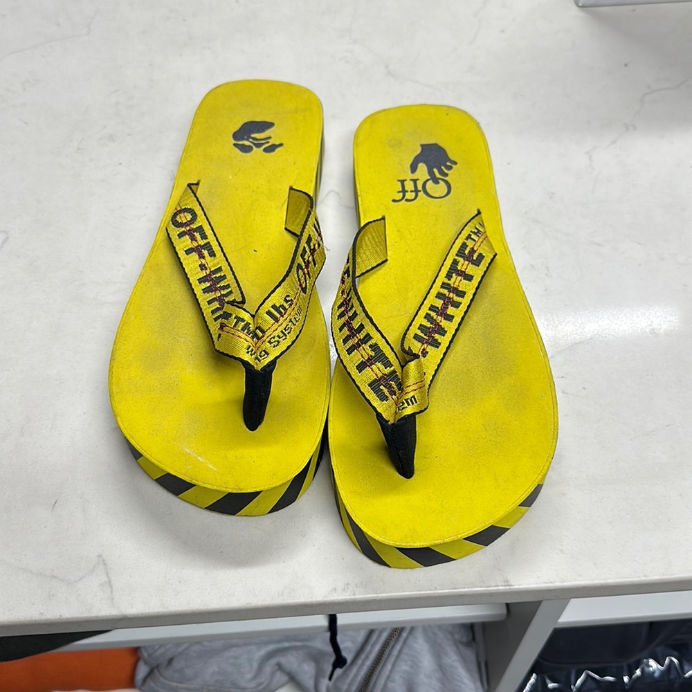 Off white flip flops